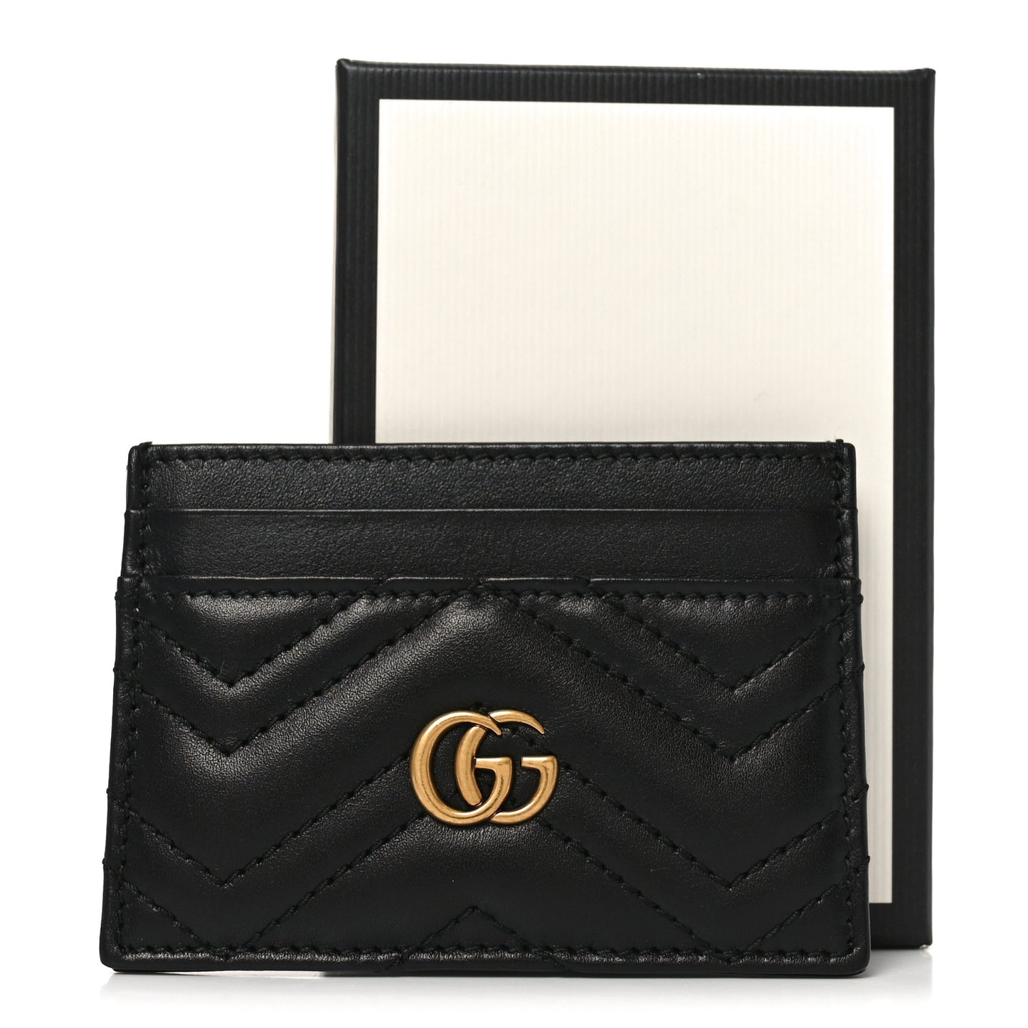 Calfskin Matelasse GG Marmont Card Holder Black