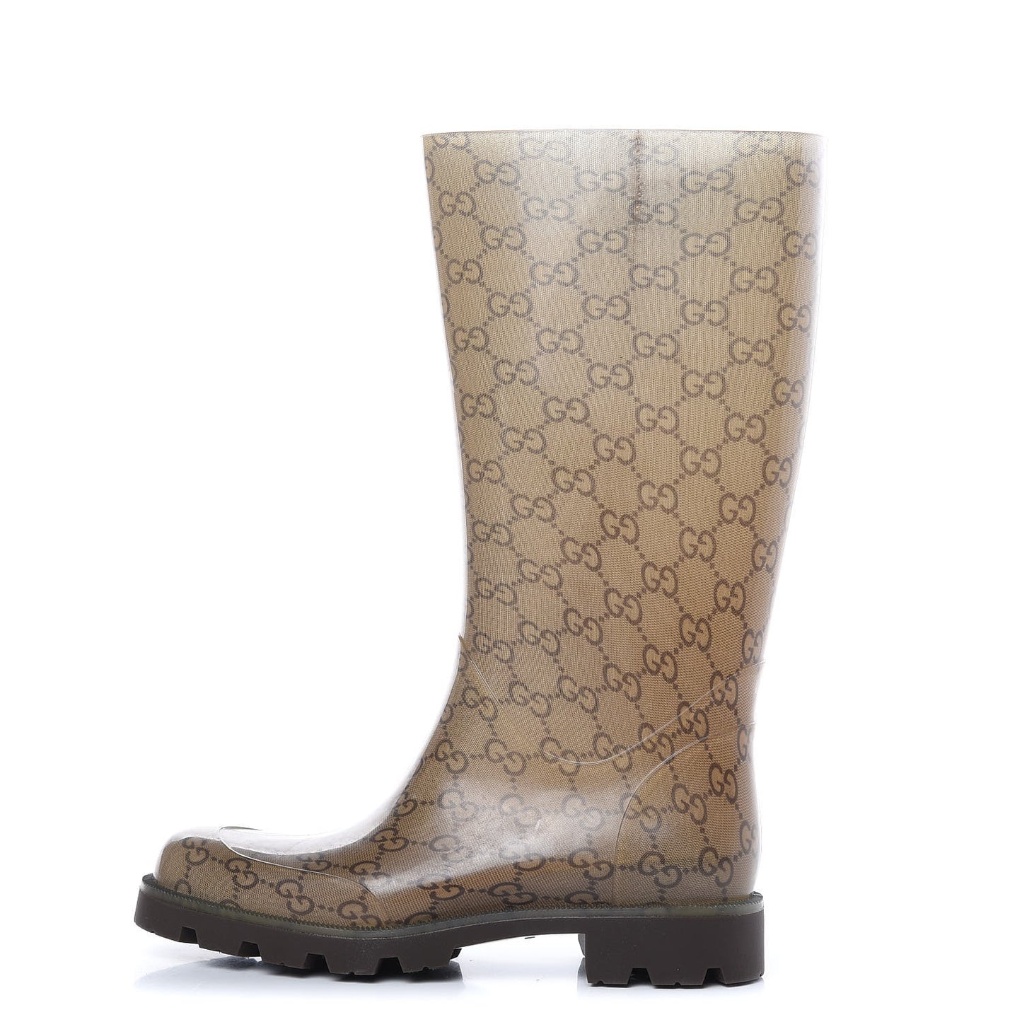 Rubber Monogram Edinburg Rain Boots 36 Transparent Cocoa
