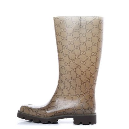 Gucci Rubber Monogram Edinburg Rain Boots 36 Transparent Cocoa 1 of 9