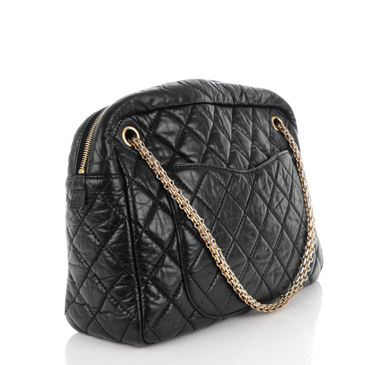 Chanel Aged Calfskin Quilted Large Reissue Camera Case Black 3 of 8