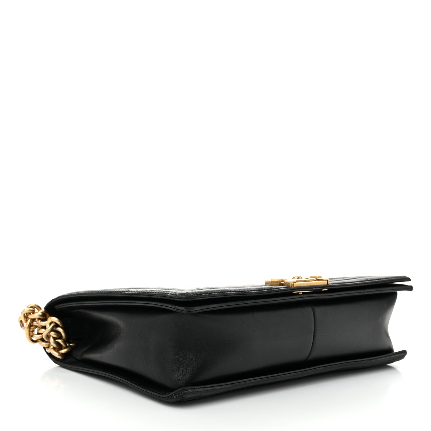 Lambskin Quilted Large Boy Flap Black
