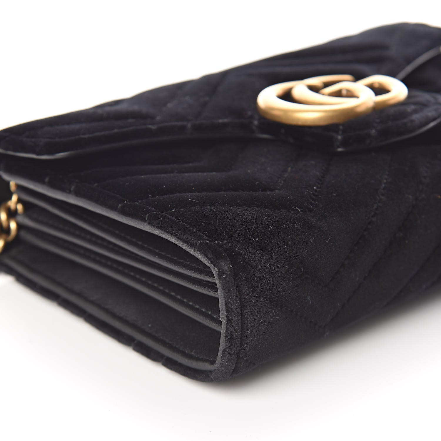 Gucci Velvet Matelasse GG Marmont Chain Wallet Black 7 of 9