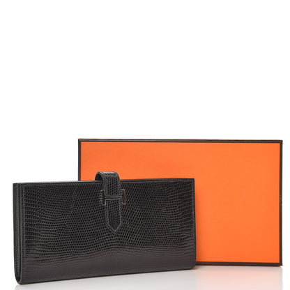 Hermes Niloticus Lizard Bearn Wallet Black 8 of 8