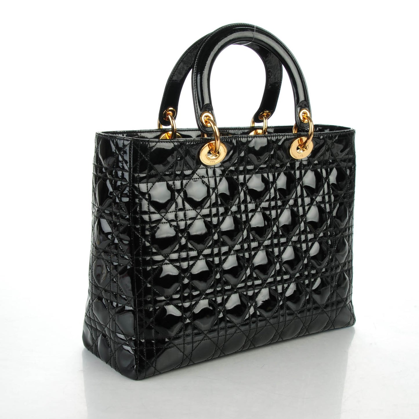 Patent Cannage Large Lady Dior Black