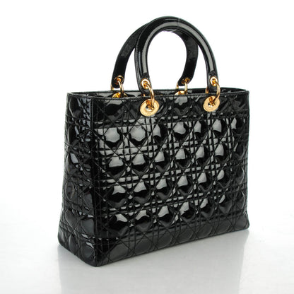 Christian Dior Patent Cannage Large Lady Dior Black 3 of 7