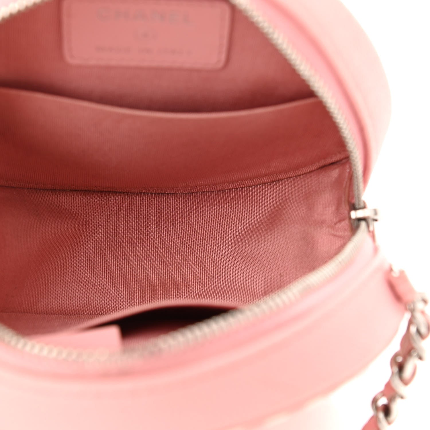 Chanel Caviar Quilted Filigree Round Clutch With Chain Pink White 5 of 11