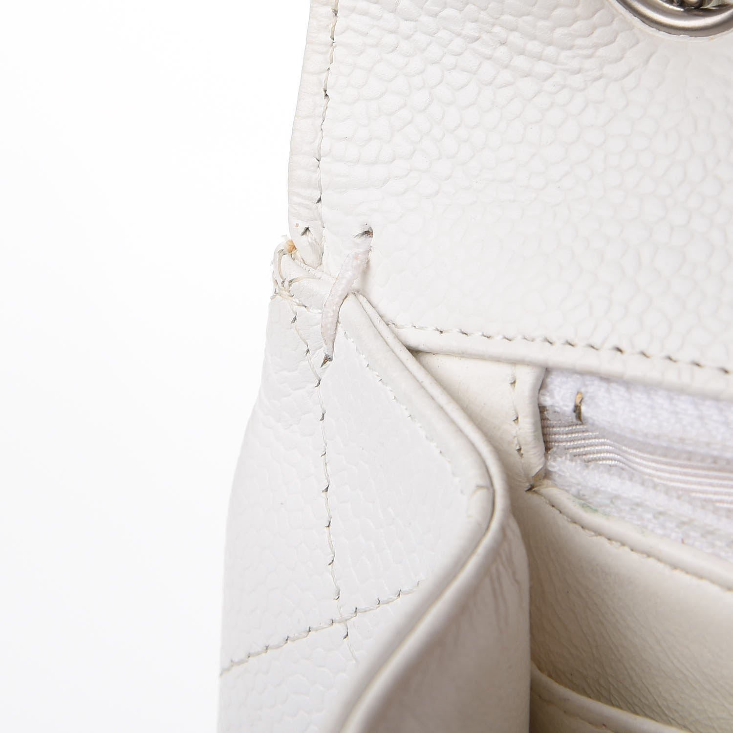 Chanel Caviar Quilted Jumbo Single Flap White 6 of 14