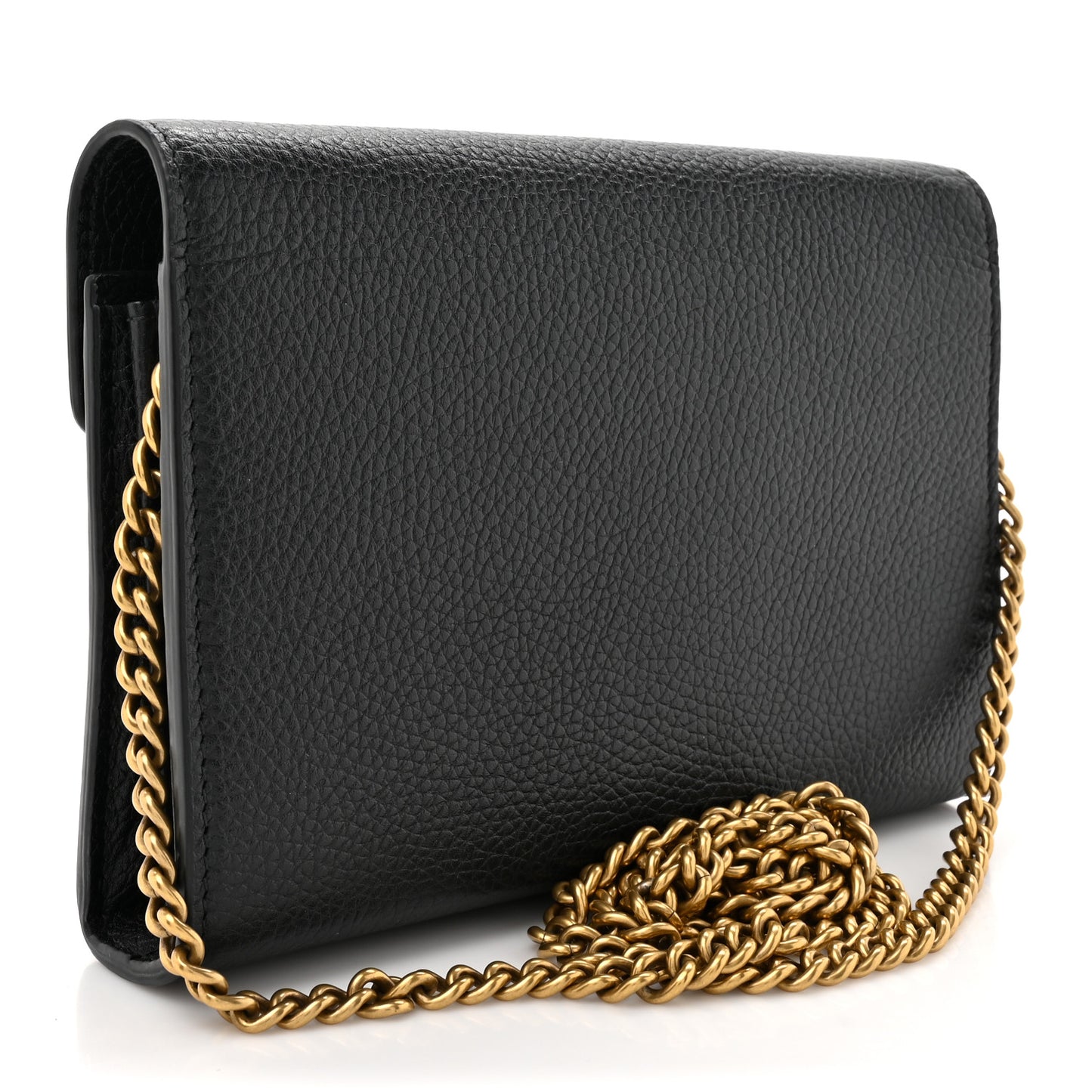 Calfskin GG Marmont Chain Wallet Bag Black