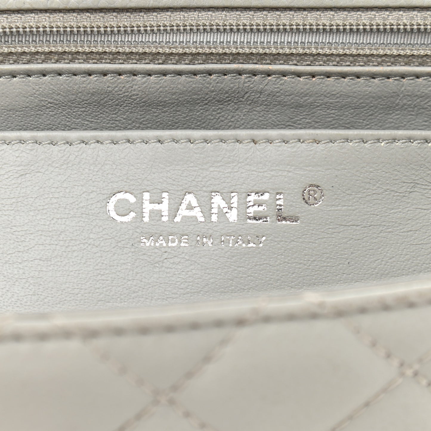 Caviar Quilted Jumbo Single Flap Grey