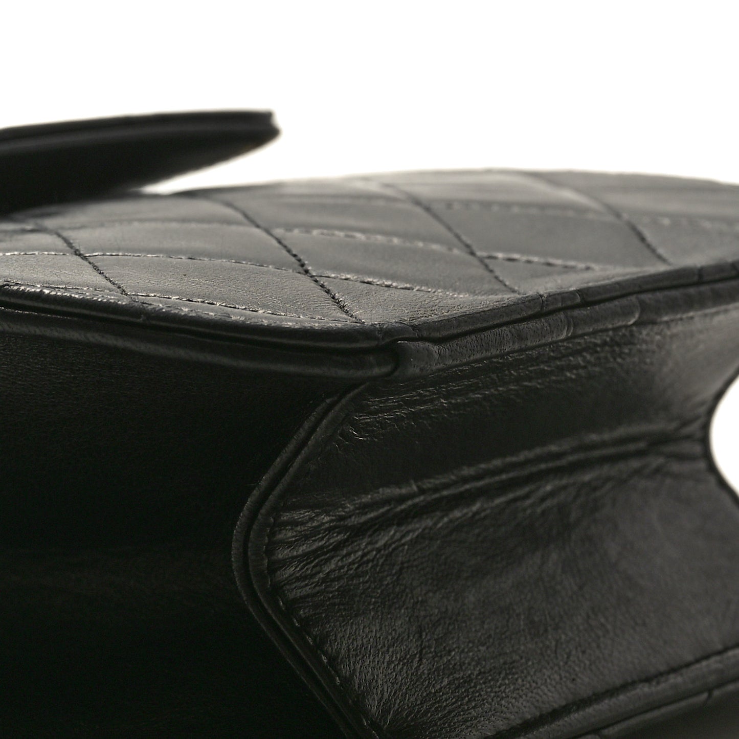 Lambskin Quilted Flap Waist Belt Bag Black