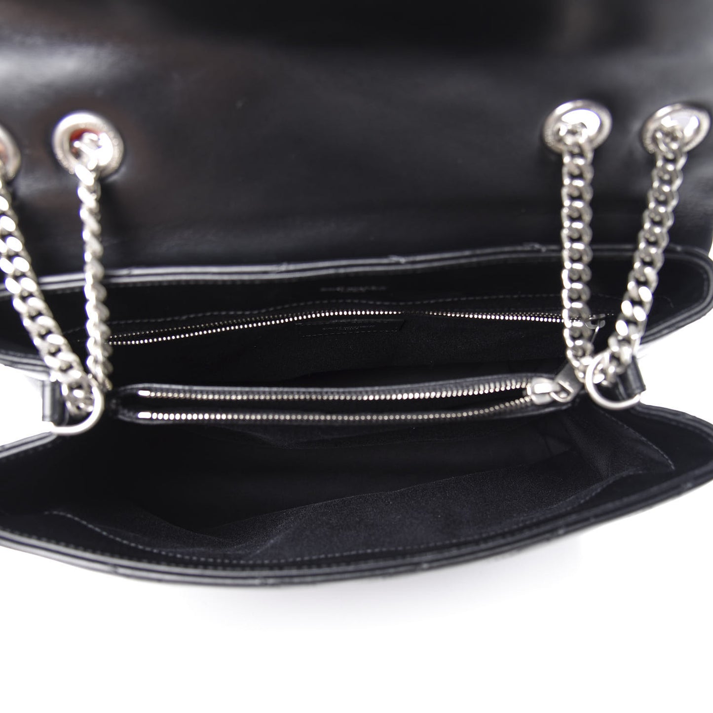 Calfskin Y Quilted Monogram Medium Loulou Chain Satchel Black
