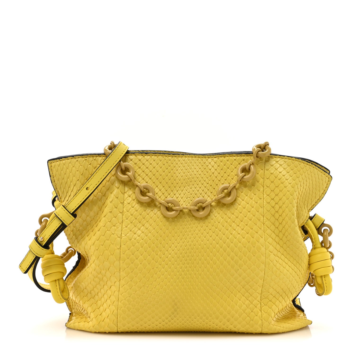Loewe Snakeskin Mini Flamenco Knot Bag Yellow 1 of 12