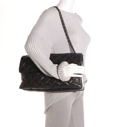 Chanel Lambskin Quilted Maxi 3 Flap Black 2 of 8