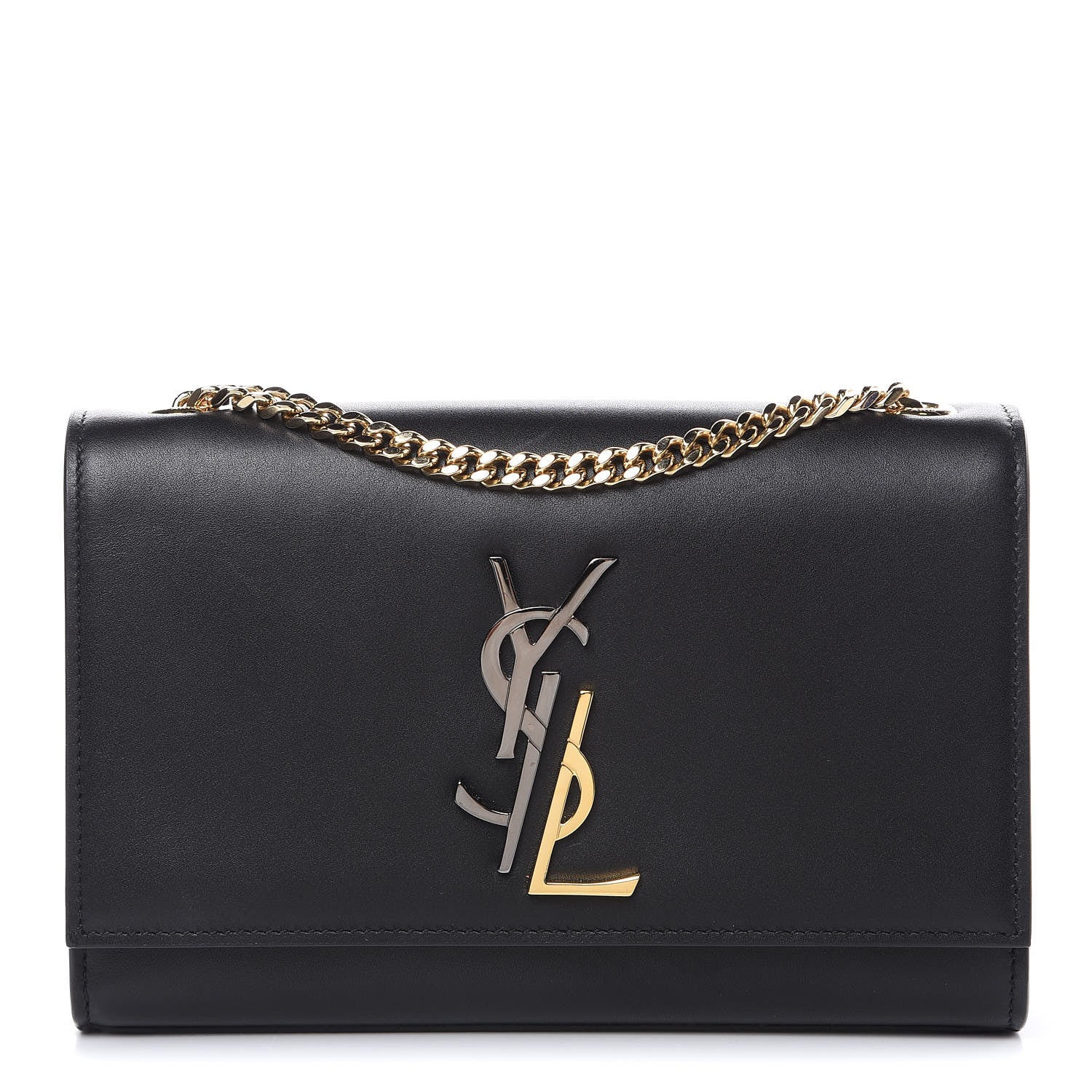 Saint Laurent Smooth Calfskin Small Deconstructed Monogram Kate Satchel Black 1 of 13