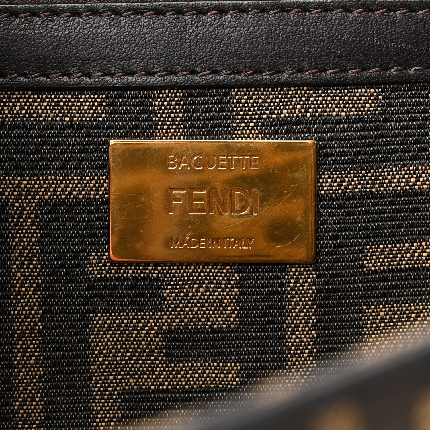 Fendi Fabric Jacquard FF 1974 Medium Baguette Tobacco Moro Black 6 of 9