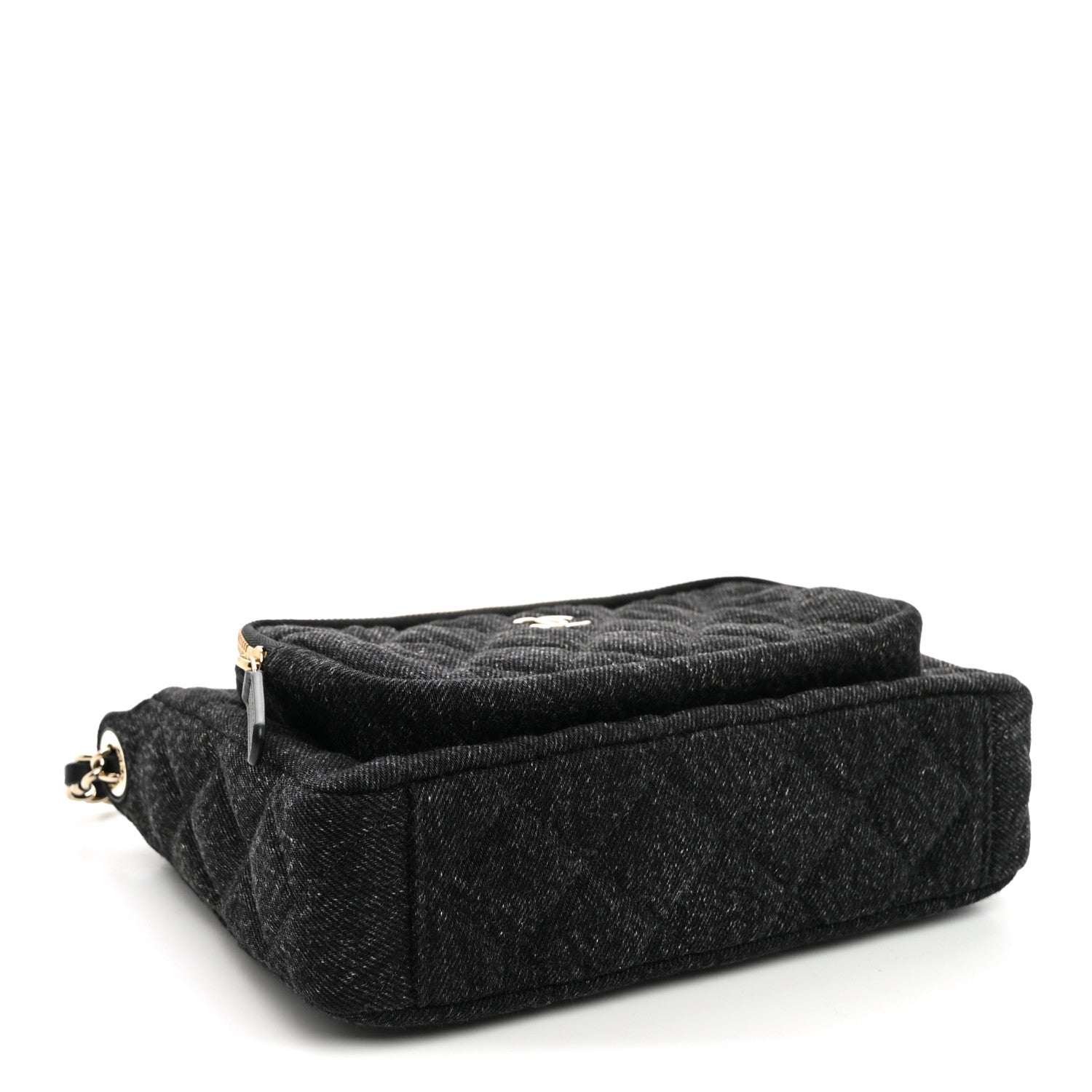Chanel Denim Quilted Small Preppy Pocket Clutch With Chain  Black 4 of 10