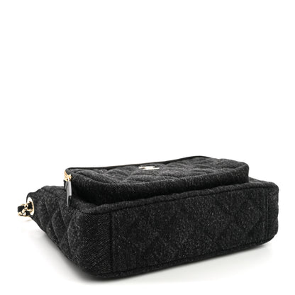 Chanel Denim Quilted Small Preppy Pocket Clutch With Chain  Black 4 of 10