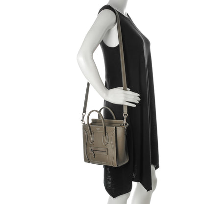 Celine Drummed Calfskin Nano Luggage Souris 2 of 8
