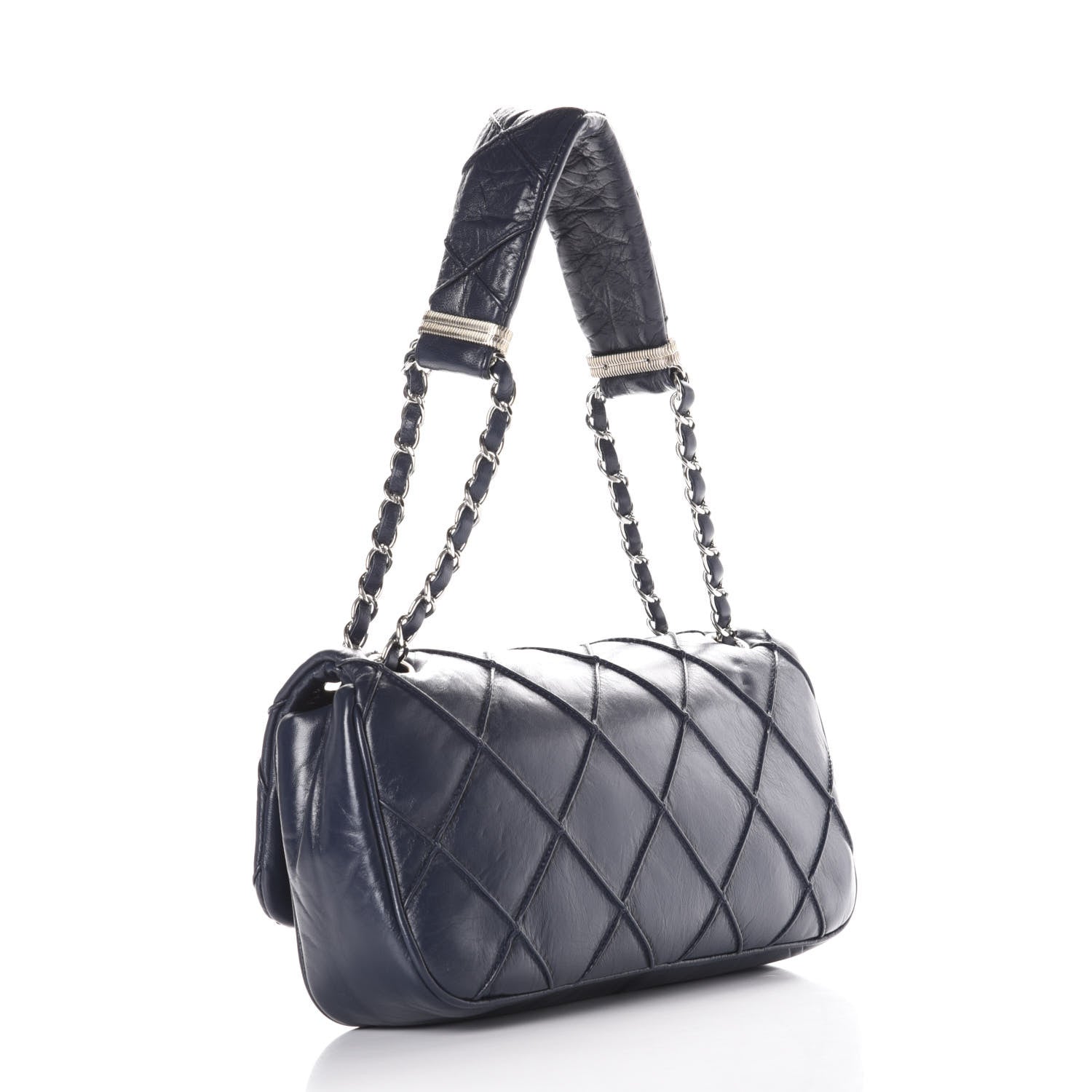 Chanel Lambskin Diamond Stitched Flap Navy 3 of 11