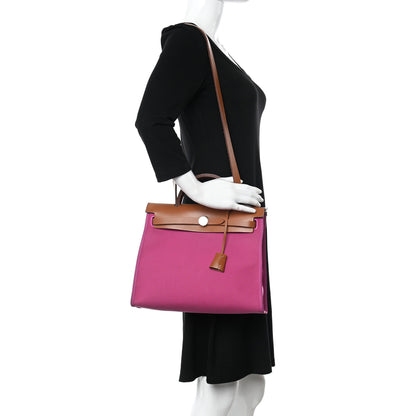 Hermes Vache Hunter Toile Herbag Zip 31 PM Magnolia Fauve 2 of 14