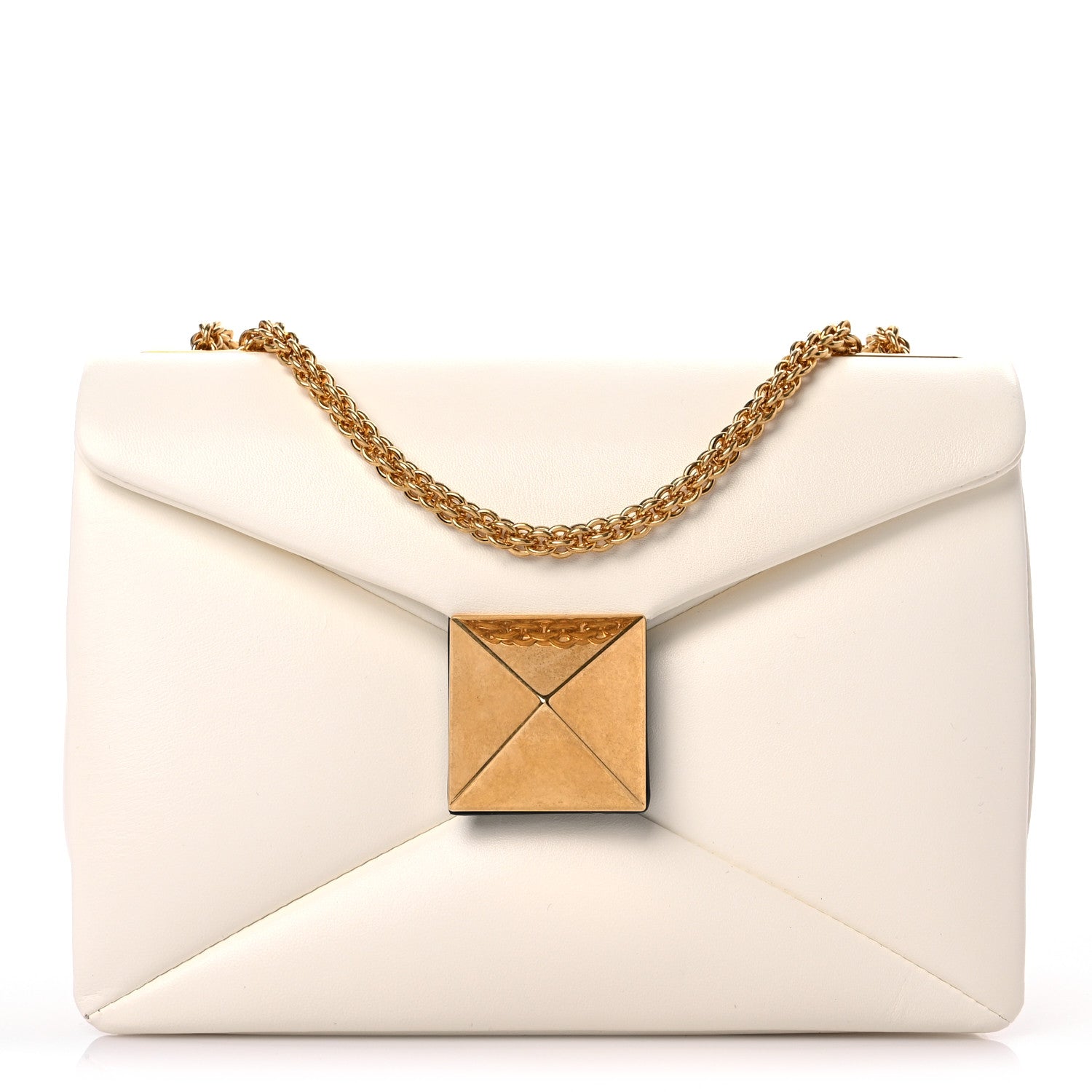 Valentino Garavani Nappa One Stud Chain Clutch Ivory 1 of 12