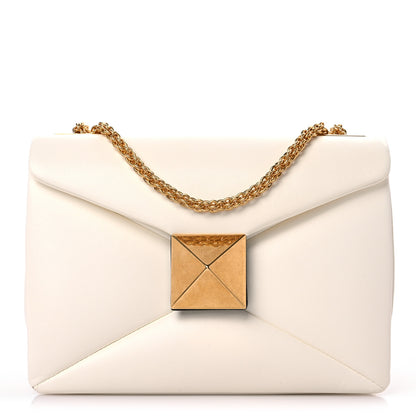 Valentino Garavani Nappa One Stud Chain Clutch Ivory 1 of 12