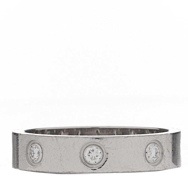 Cartier 18K White Gold 8 Diamond 4mm Wedding Band LOVE Ring 50 5.25 1 of 5
