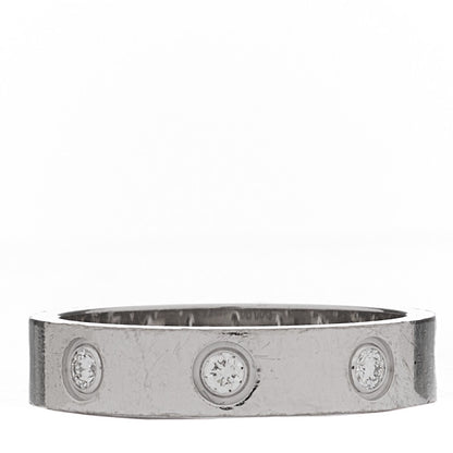 Cartier 18K White Gold 8 Diamond 4mm Wedding Band LOVE Ring 50 5.25 1 of 5