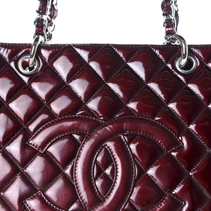 Chanel Patent Quilted Grand Shopping Tote GST Dark Bordeaux 10 of 11