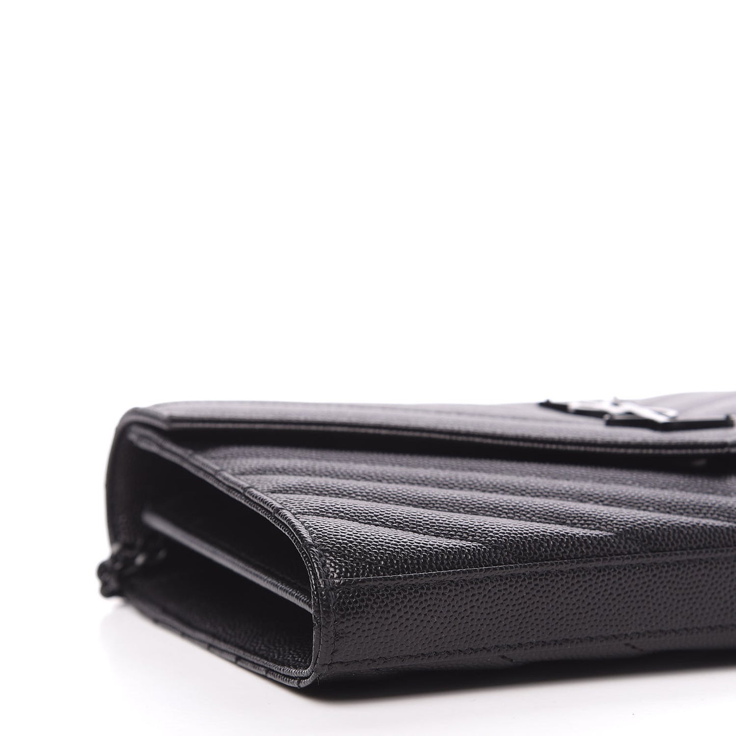 Grain De Poudre Matelasse Chevron Monogram Chain Wallet Black