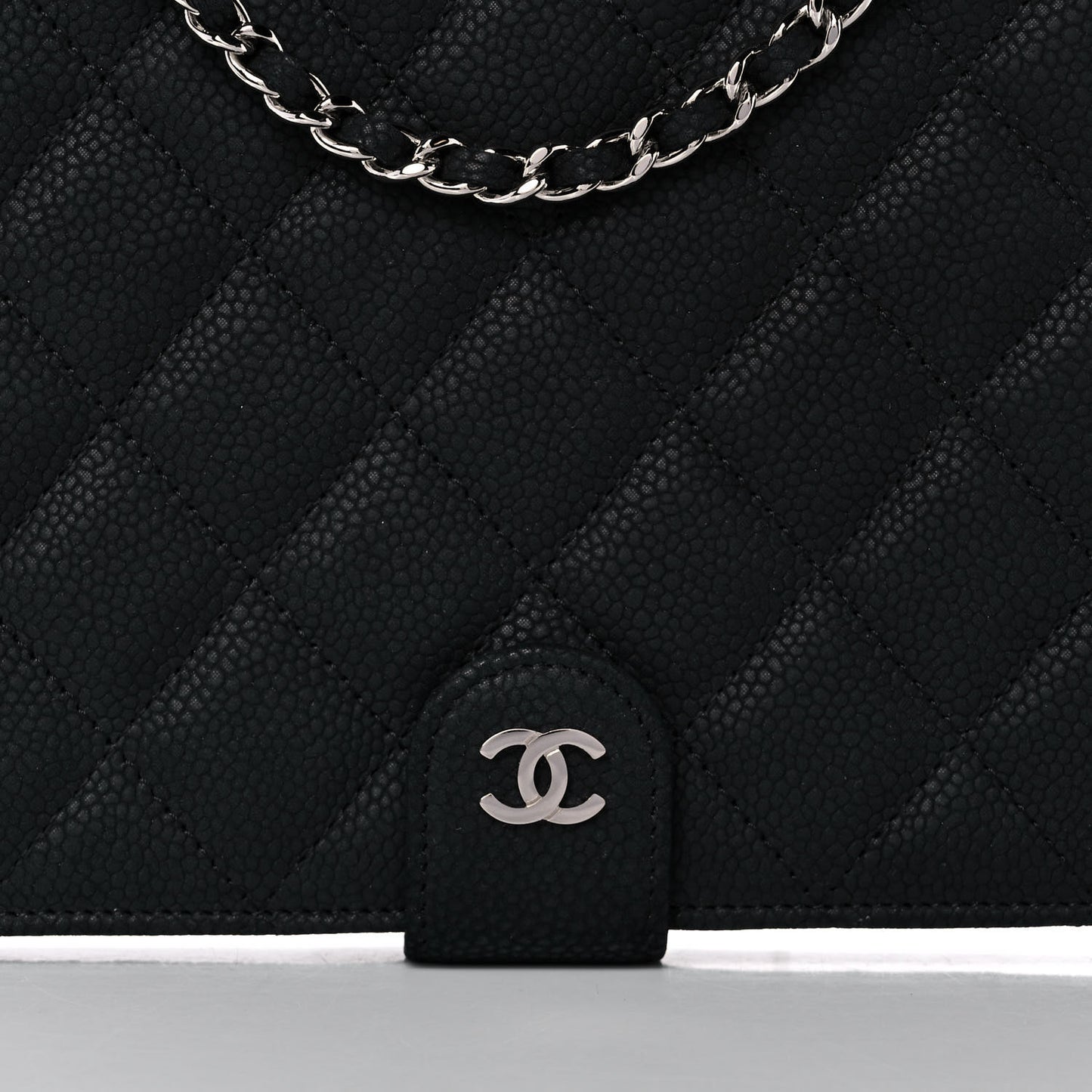 Iridescent Caviar Quilted Crossbody iPad Holder Black
