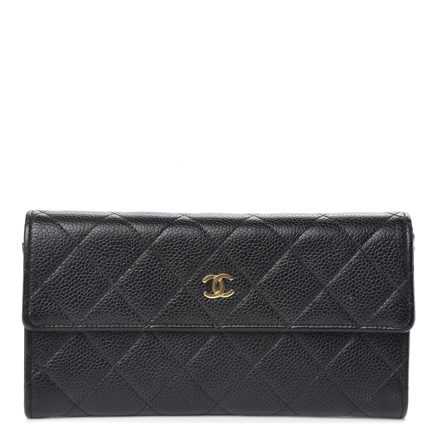 Chanel Caviar Quilted Large Gusset Flap Wallet Black 1 of 8