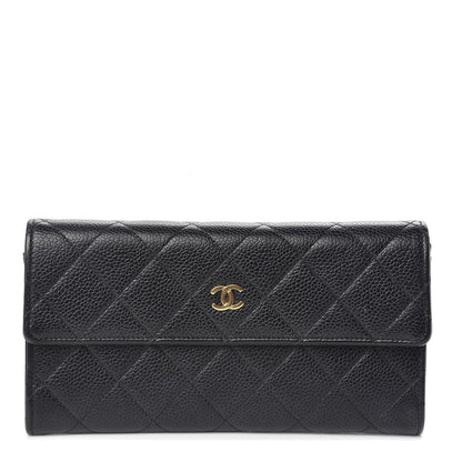 Chanel Caviar Quilted Large Gusset Flap Wallet Black 1 of 8