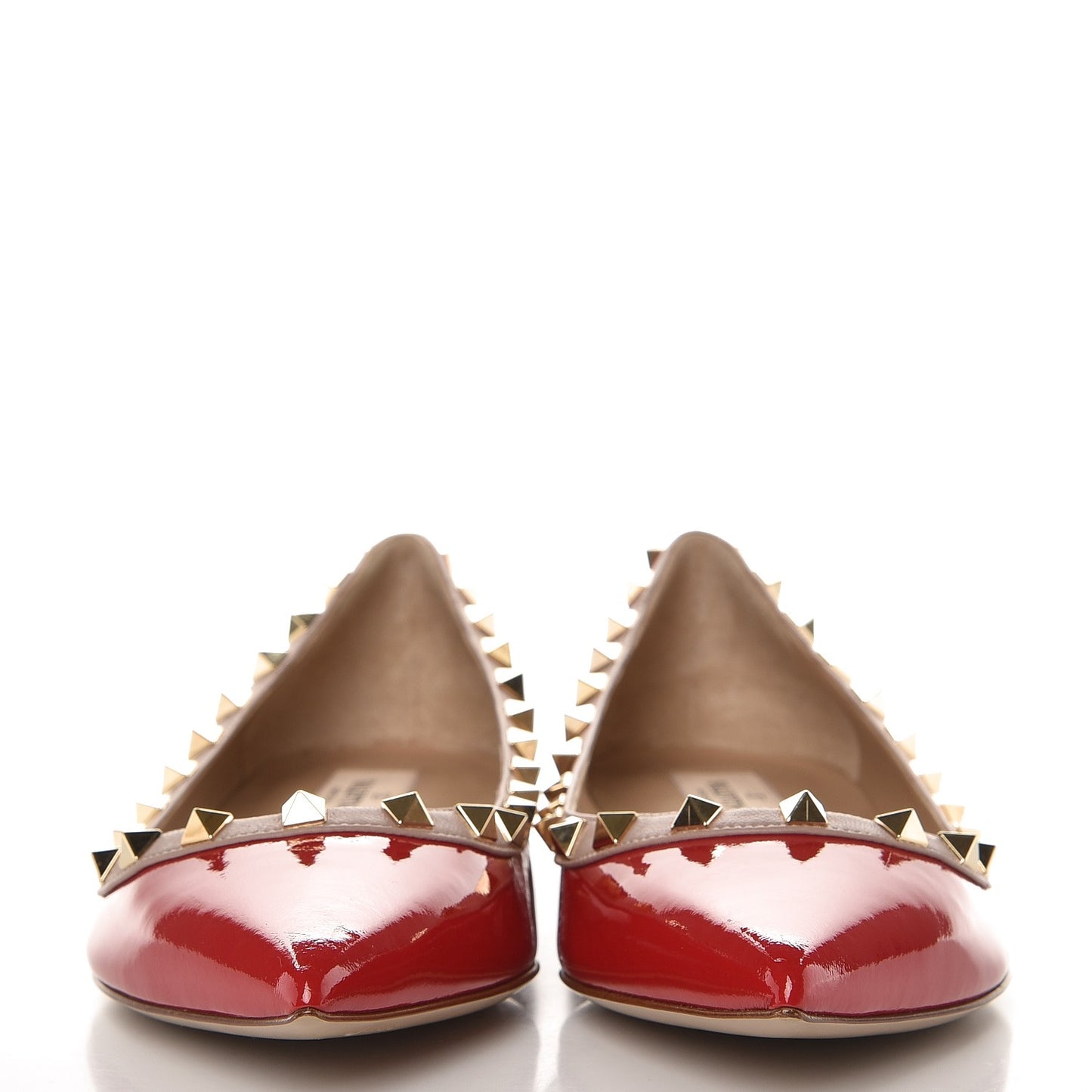 Patent Nappa Rockstud Ballerina Flats 39.5 Rosso Valentino Poudre