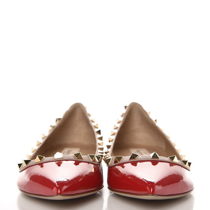 Valentino Garavani Patent Nappa Rockstud Ballerina Flats 39.5 Rosso Valentino Poudre 3 of 9