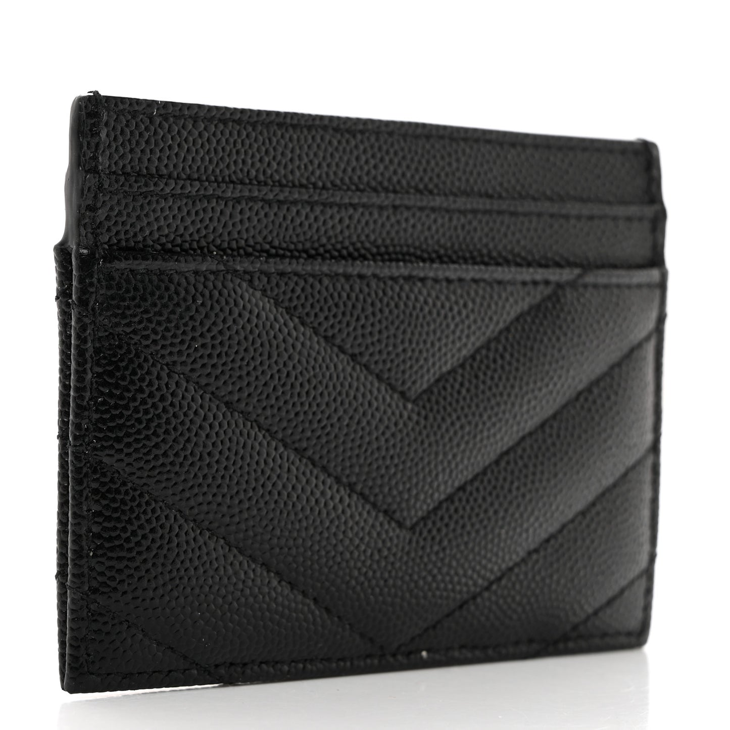 Grain De Poudre Matelasse Chevron Monogram Credit Card Case Black