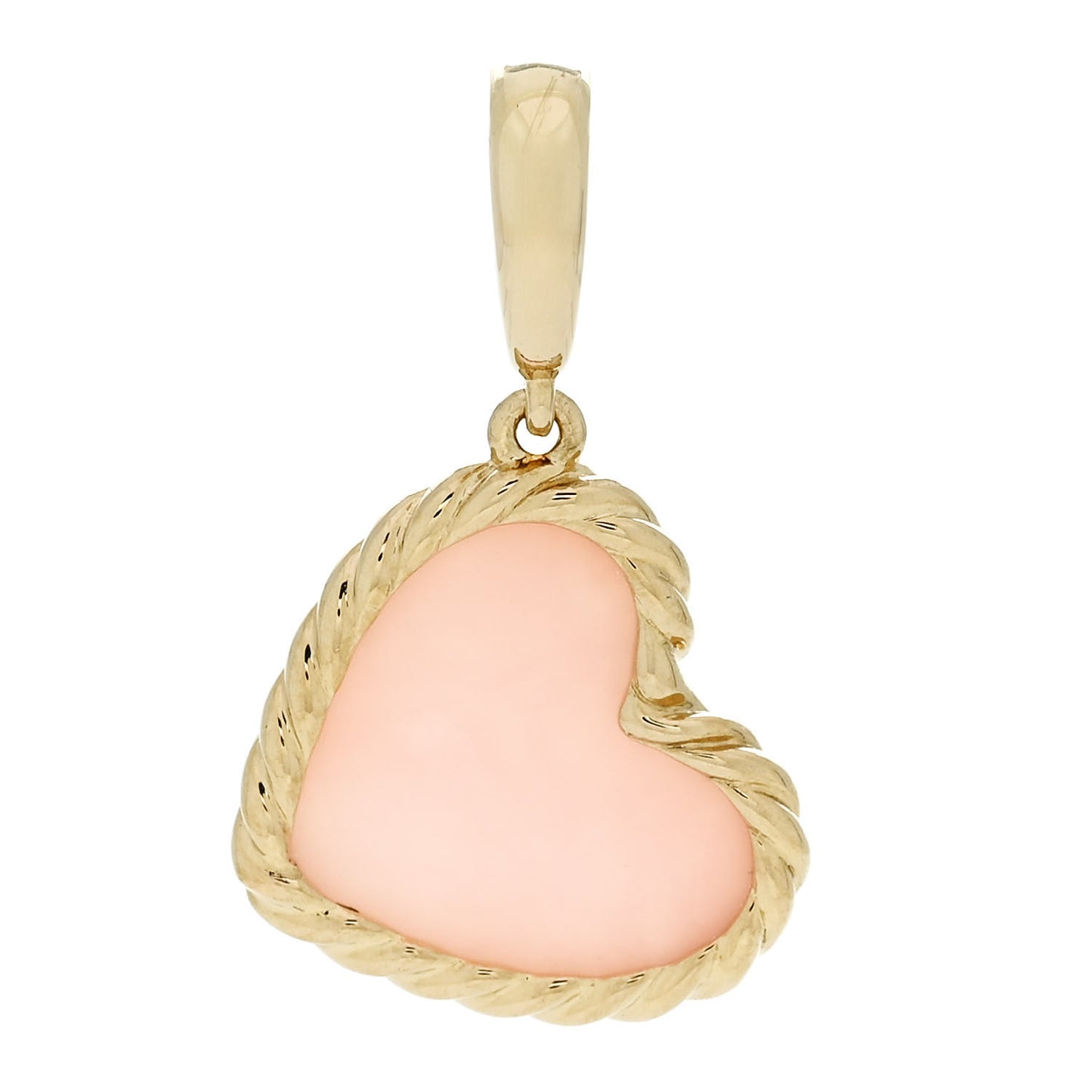 18K Yellow Gold Pink Opal Elements Heart Amulet Pendant