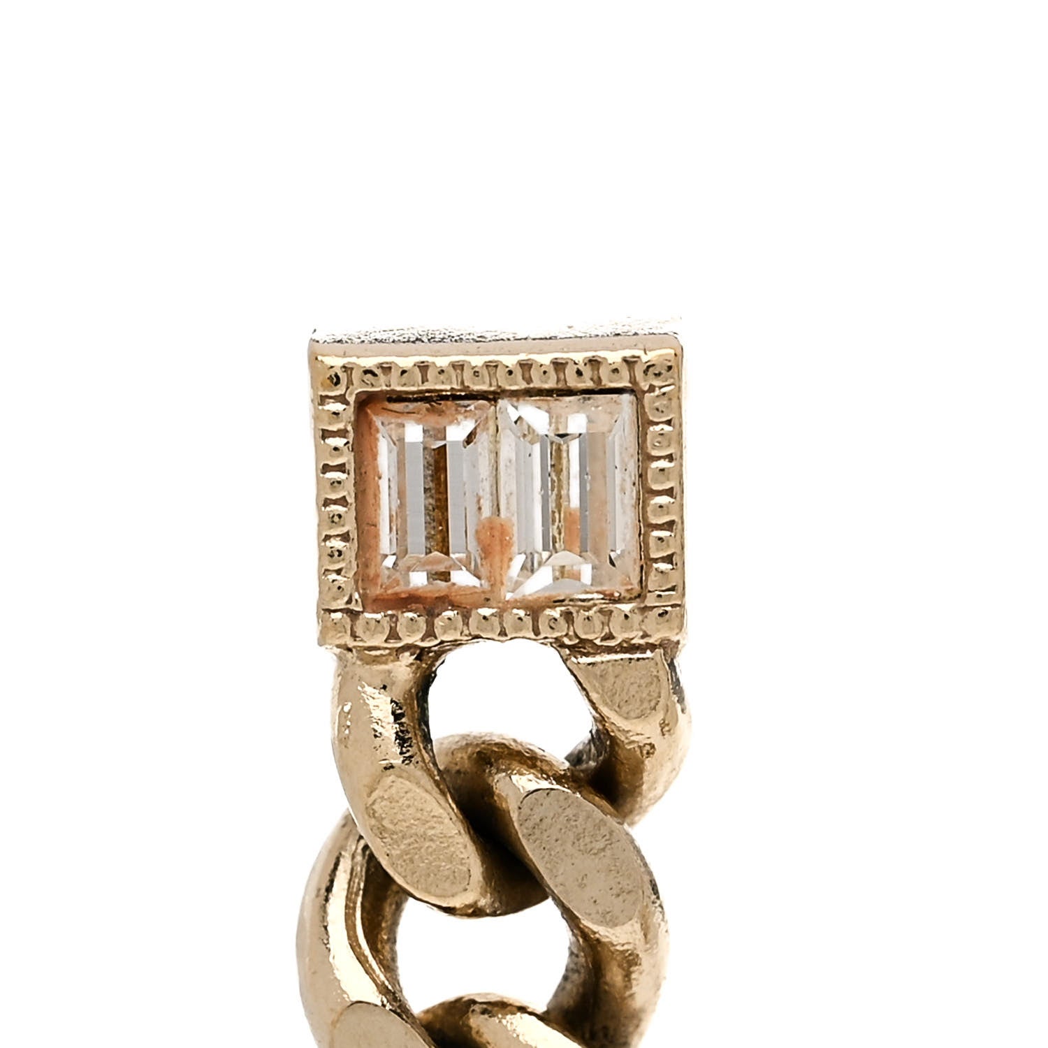 Chanel Metal Crystal Baguette CC Chain Drop Earrings Gold 5 of 6