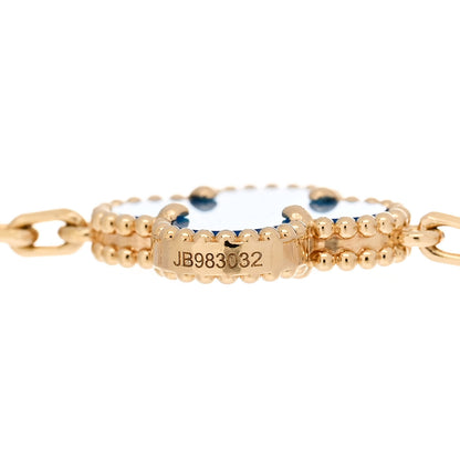 Van Cleef & Arpels 18K Yellow Gold Blue Agate 5 Motifs Vintage Alhambra Bracelet 4 of 5