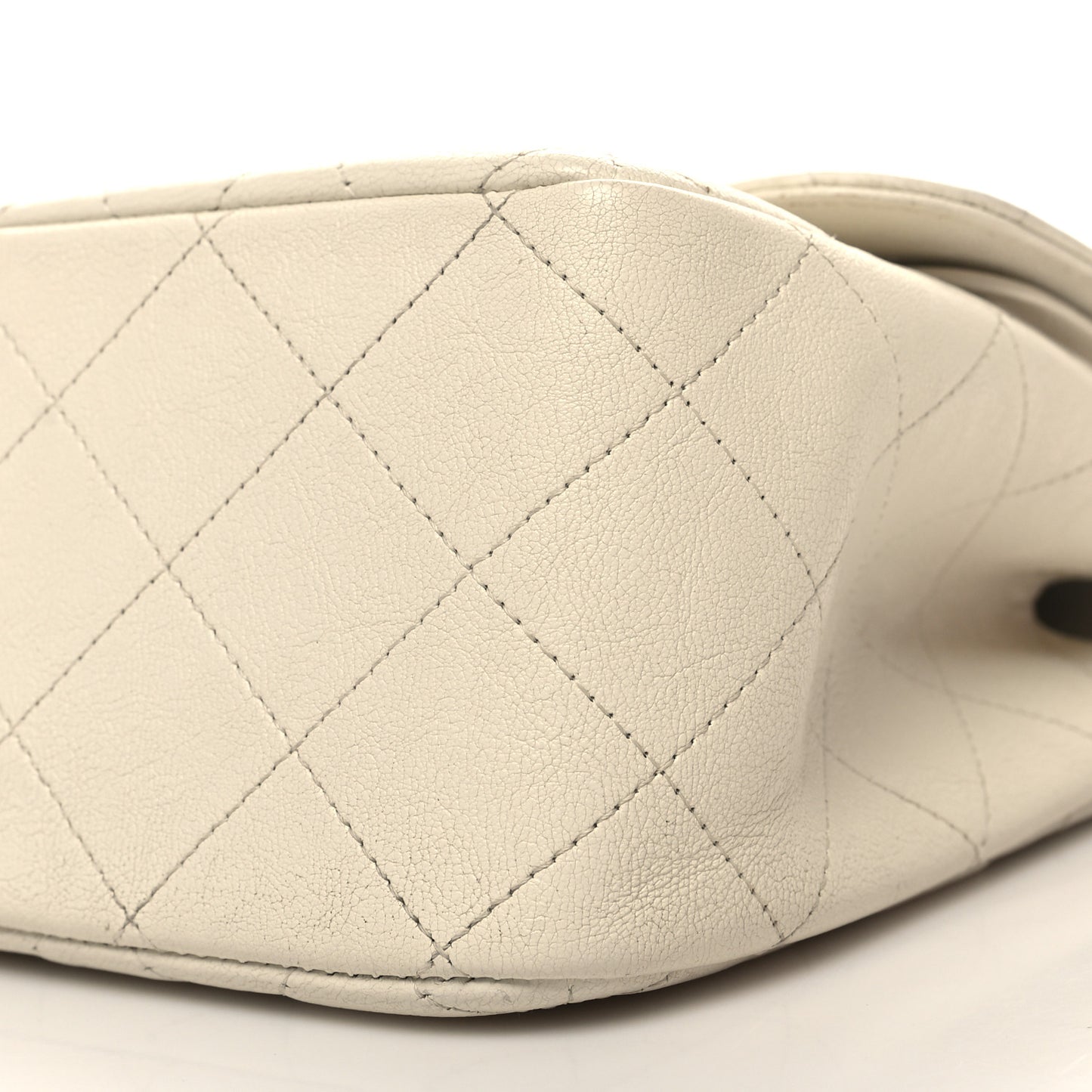 Calfskin Quilted Jumbo Double Flap White