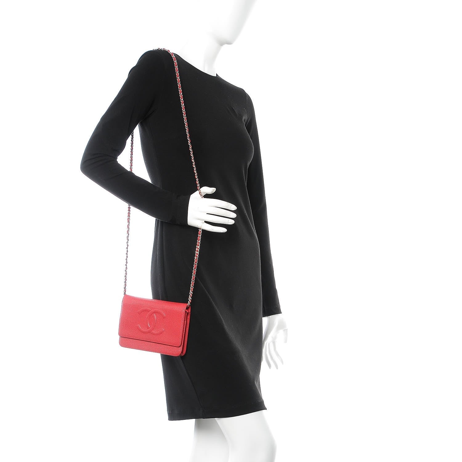 Chanel Caviar Timeless CC Wallet On Chain WOC Red 2 of 14