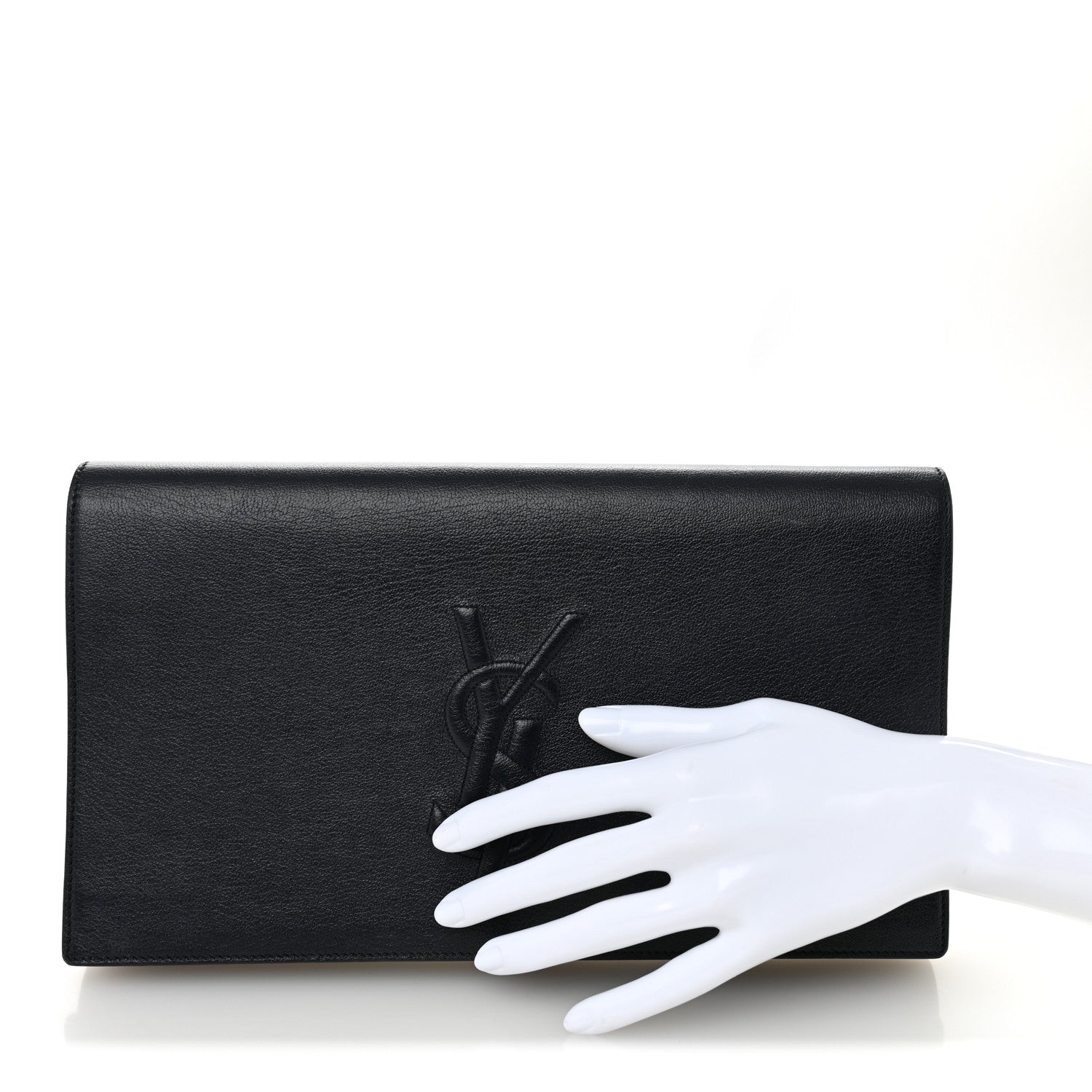 Saint Laurent Calfskin Monogram Large Belle De Jour Clutch Navy 2 of 6