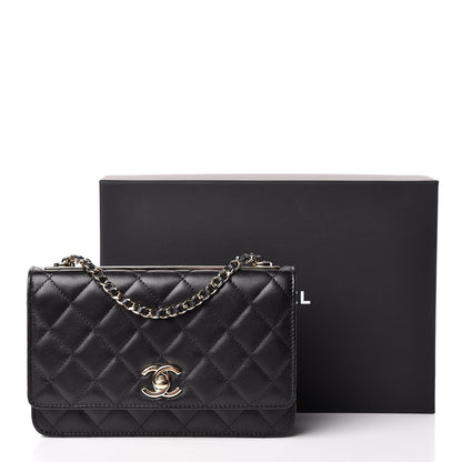 Chanel Lambskin Quilted Trendy CC Wallet On Chain WOC Black 16 of 16