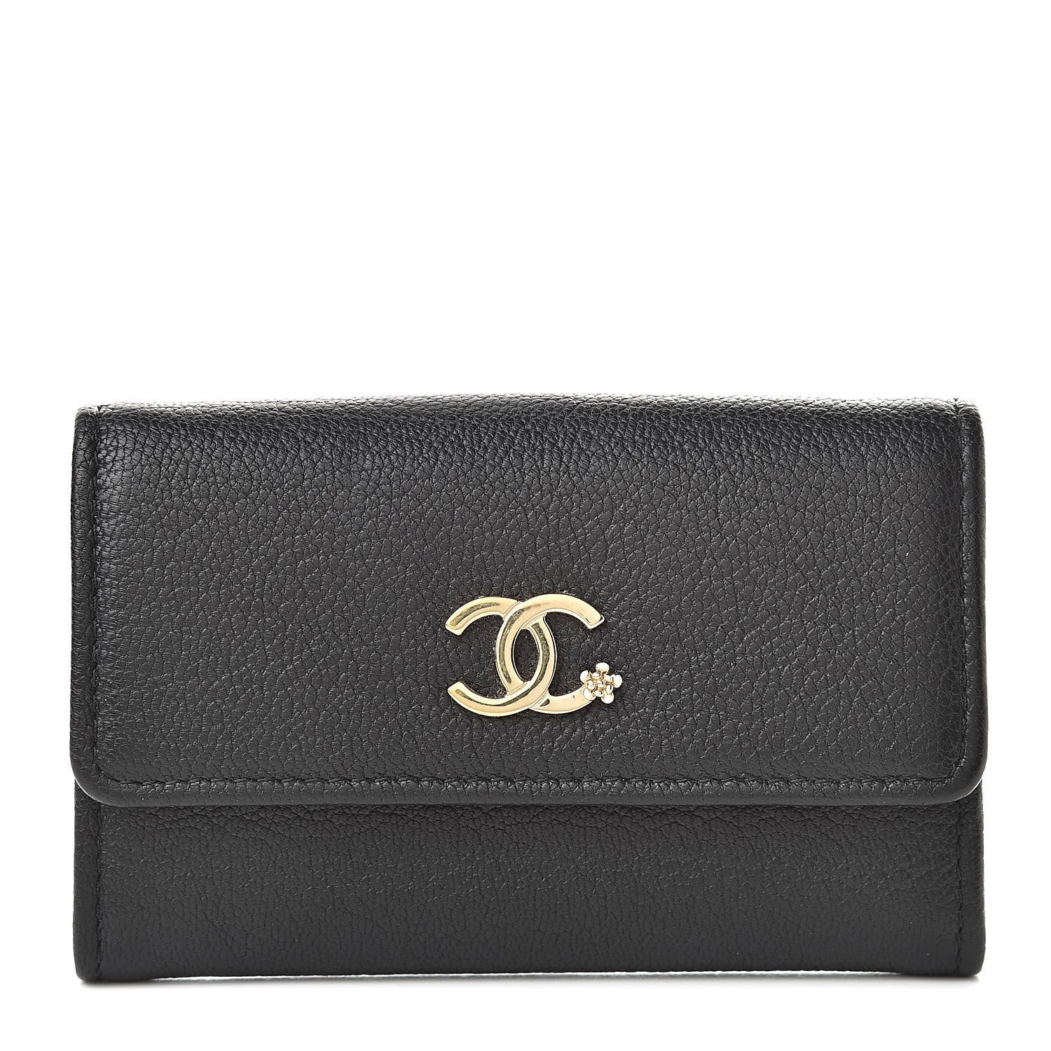 Chanel Goatskin Camellia CC Flap Card Holder Black 1 of 11