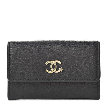 Chanel Goatskin Camellia CC Flap Card Holder Black 1 of 11