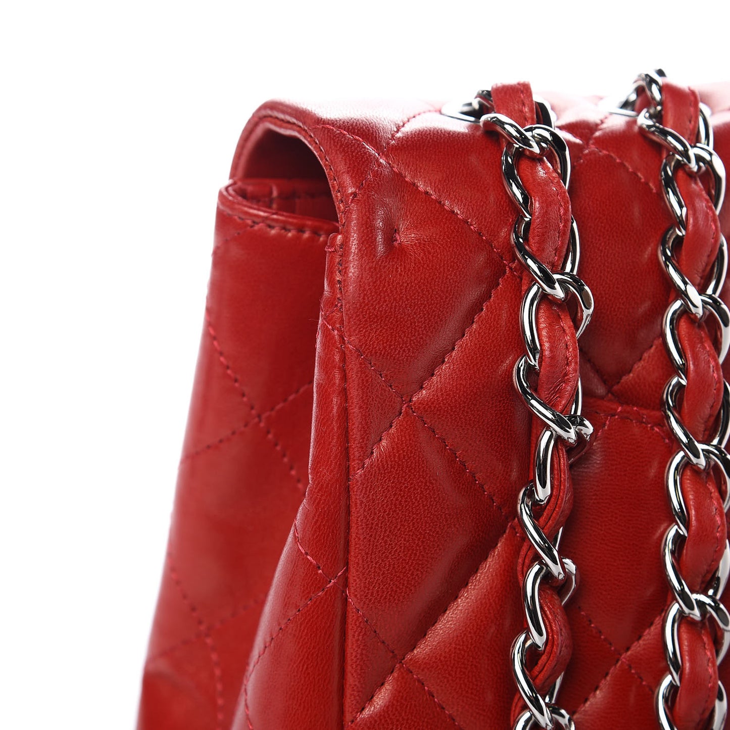 Lambskin Quilted Jumbo Single Flap Red