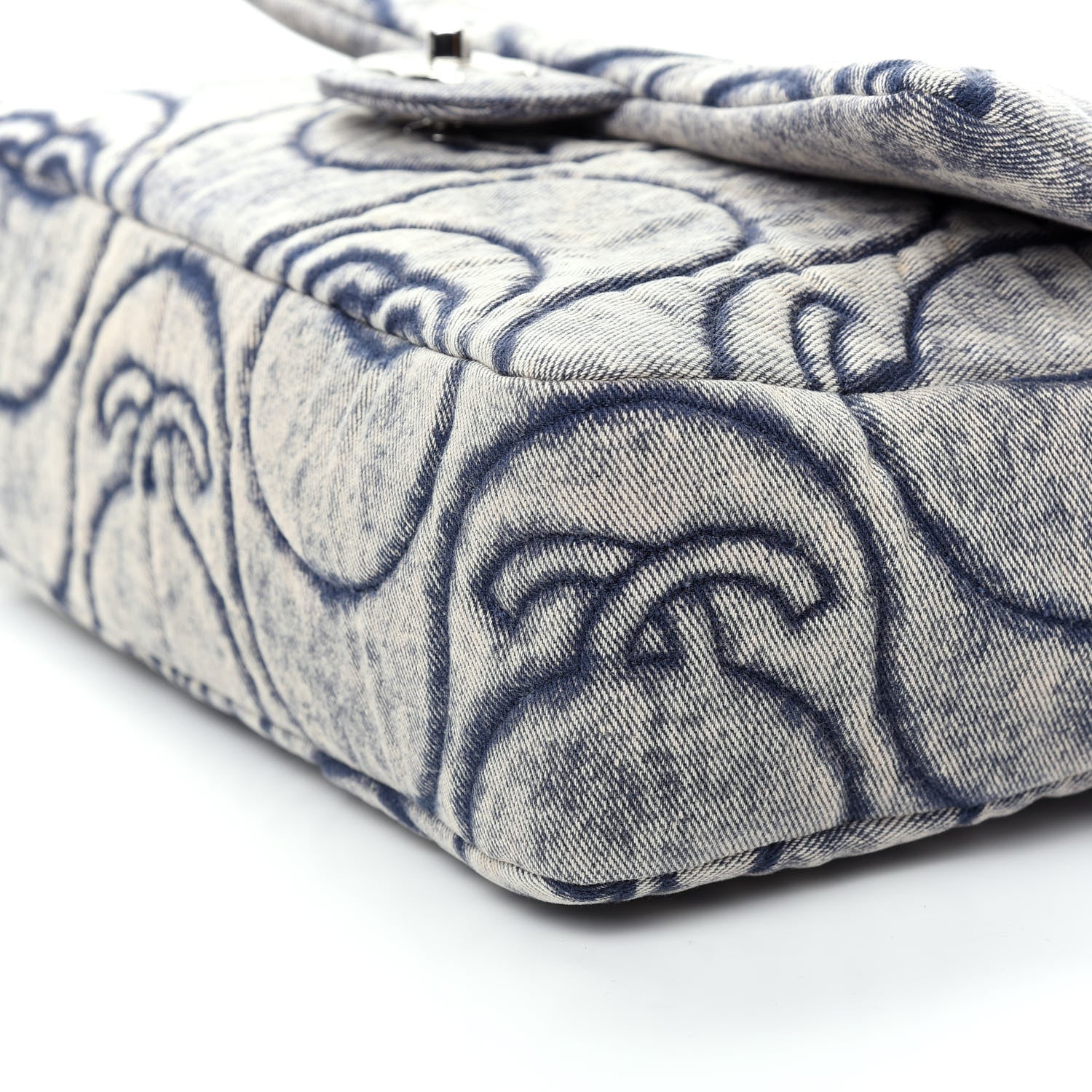 Chanel Denim Embossed CC Logo Print Jumbo Single Flap Blue 7 of 10