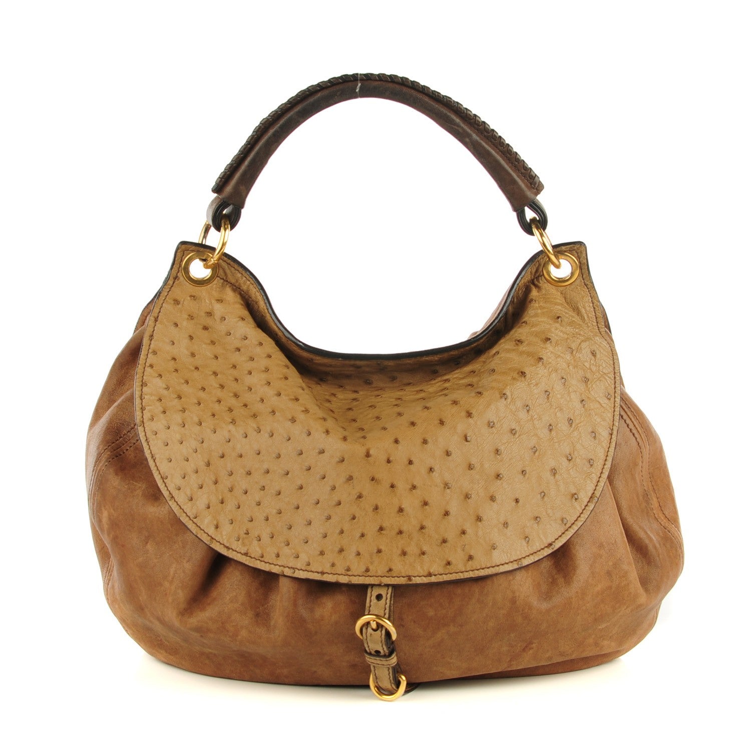 Miu Miu Ostrich Aviator Hobo Beige 1 of 9