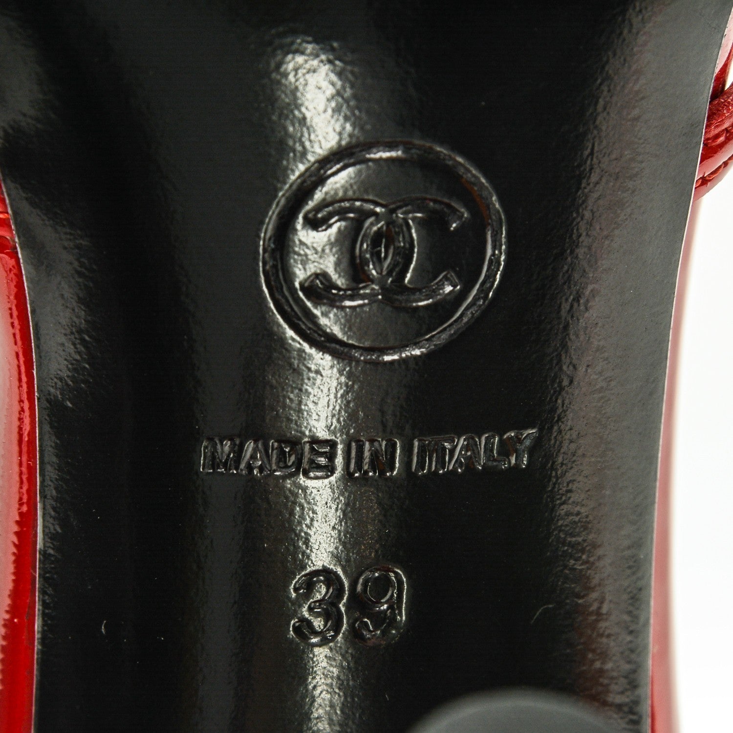 Chanel Patent CC Logo Sandal Heels 39 Red 6 of 7