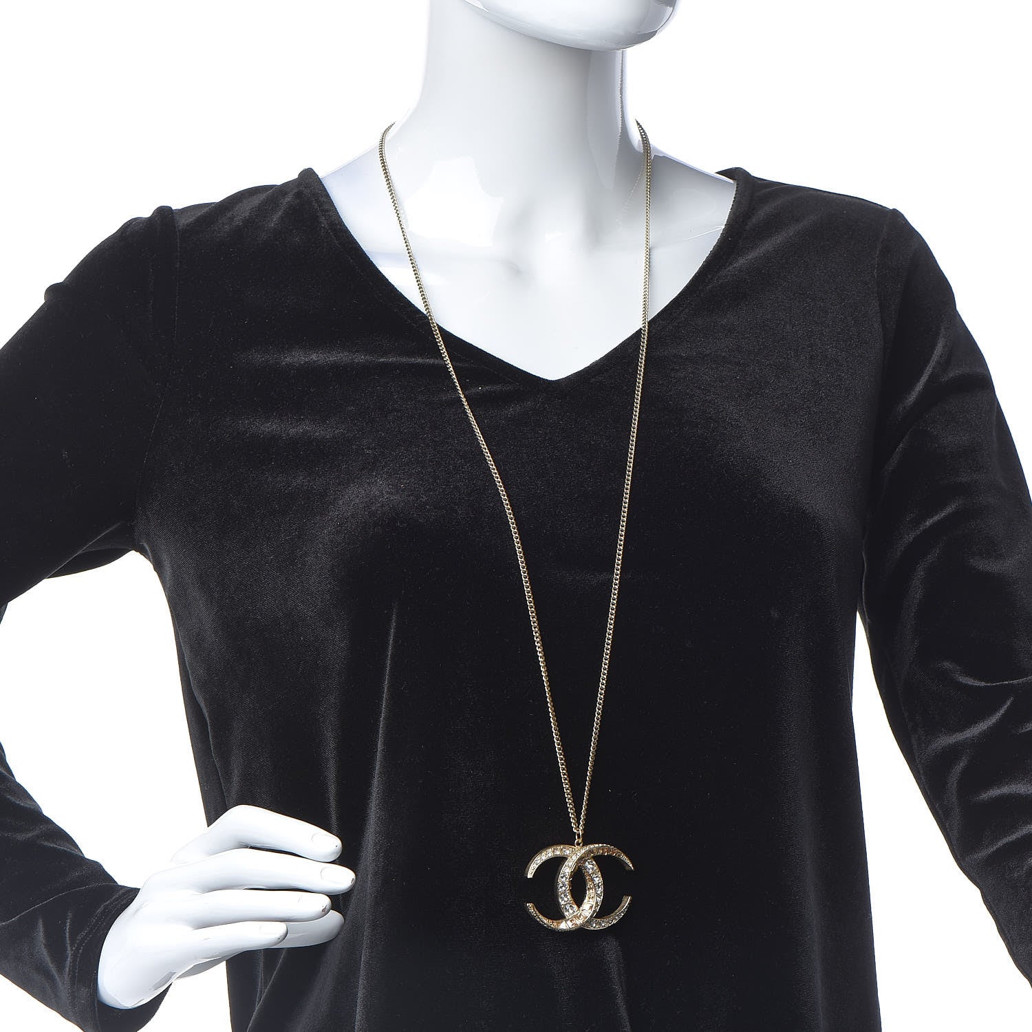 Chanel Baguette Crystal Moon CC Necklace Gold 2 of 5